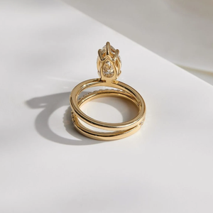 Anillo de Compromiso de Moissanita con Corte de Pera, Plata Chapada en Oro de 14K, Piedra Central Marquise, Engaste de Garras, Anillo de Boda para Mujer - Product Image 2