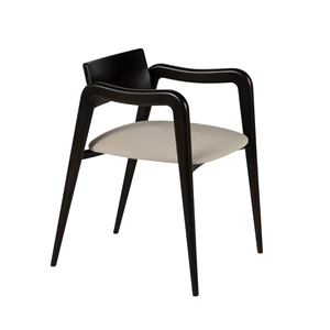 Silla de Comedor Moderna Tapizada en Madera con Reposabrazos Curvos, Estructura de Madera Sólida para Hotel, Restaurante y Hogar - Product Image 2