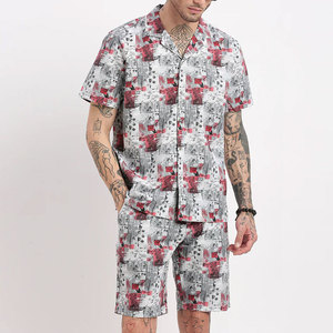 Conjunto de camiseta de manga corta y pantalones cortos de verano para hombre, ropa informal de calle, transpirable, tejido de rizo, 100% algodón, de secado rápido, con transferencia de calor. - Product Image 2
