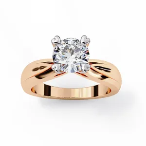 Bague solitaire en diamant de laboratoire rond de 1,5 ct avec bande infini entrelacée, sertie à quatre griffes, bijou de fiançailles sculptural personnalisé - Product Image 3