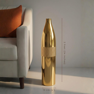Luxury Gold Metal Floor <b>Vase</b> with High Gloss Finish <b>Tall</b> Statement <b>Decor</b> for Contemporary Home Interiors - Product Image 4