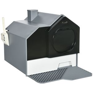 Lettiera per Gatti XXL Grigia con Coperchio, in PC e PP, Facile da Pulire, Tipo Cassetto con Paletta per Viaggi - Product Image 1