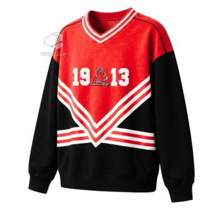 Delta |   Sigma |   Sudadera Theta para Mujer, Bordada en Rojo y Blanco, de Algodón y Felpa, Cuello Redondo, Ropa de Hermandad Universitaria - Product Image 2