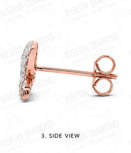 Elegantes pendientes de diamantes con diseño de mariposa, con motivos de hojas marquise, diamantes cultivados en laboratorio y baño de oro rosa premium. - Product Image 4