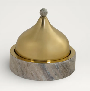 Bol de service de luxe doré avec base en marbre, plat à dessert en métal, casserole en céramique antiadhésive avec revêtement émaillé, plat couvert pour la maison et l'hôtel - Product Image 2