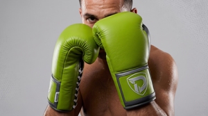 Dumela Genuine <b>Green</b> Leather Boxing Gloves <b>Lace</b>-Up Design with Logo Patch - Product Image 2