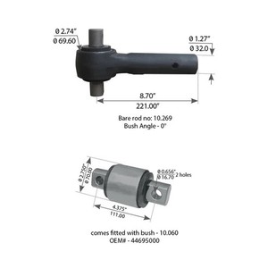 Extrémité de biellette de torsion robuste, composant de précision, pièces de carrosserie de camion durables - Product Image 3