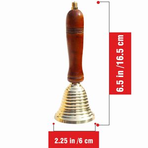Campana de Pooja de Latón con Mango de Madera para el Hogar, Mandir, Aarti, Oración Hindú y Rituales Religiosos - Product Image 6