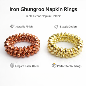 Ensemble d'anneaux de serviette en métal Ghungroo, design élastique |   Accessoires de table décoratifs pour la salle à manger, porte-serviettes de mariage, finition de qualité supérieure - Product Image 6