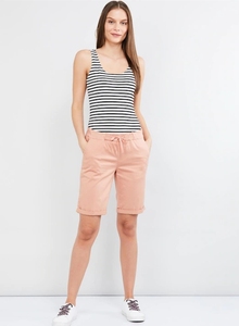 Shorts Oxford de Algodón Rosa para Mujer, Cintura Elástica con Cordón, Corte Regular Informal, Cintura Media, Color Sólido, Tejido Transpirable - Product Image 4