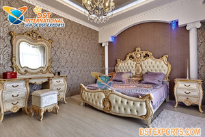 Ensemble de meubles de chambre à coucher victorien blanc de luxe, 5 pièces, en teck, taille Queen - Product Image 5