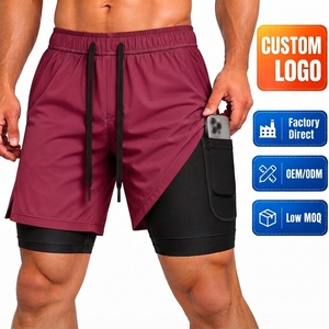 Shorts de sport pour hommes à séchage rapide, 2 en 1, avec doublure de compression et poche pour téléphone, vente en gros - Product Image 1