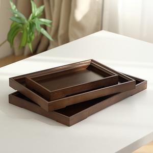 Plateaux de service en bois d'acacia écologiques - Ensemble de 5 plateaux rectangulaires pour dîner et thé pour un usage régulier - Product Image 2