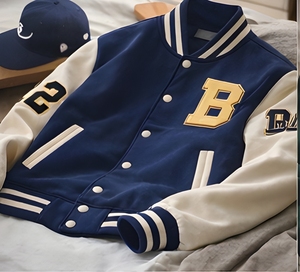 Veste universitaire en molleton filé 280 GSM de style universitaire américain haut de gamme, personnalisable avec logo, streetwear épais, veste de baseball Letterman - Product Image 1