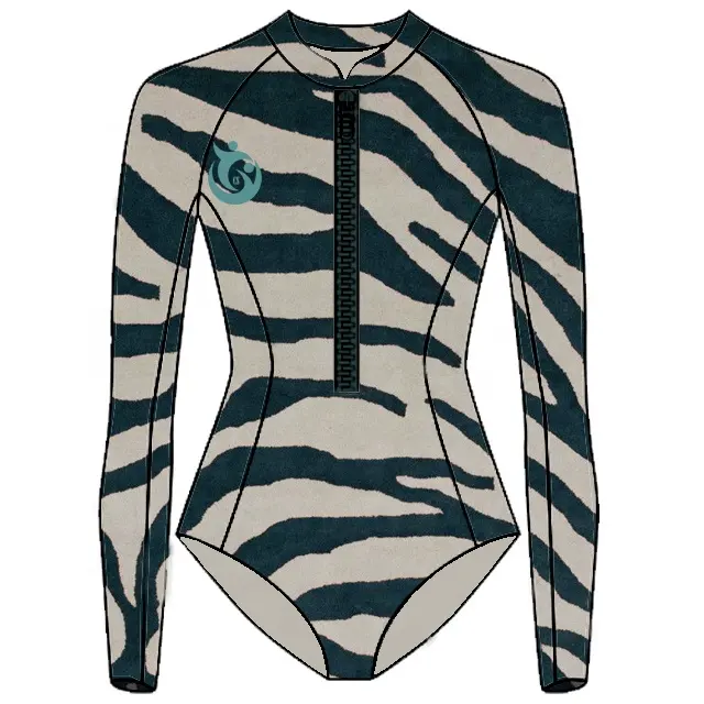 Front chest zip breathable collar style fancy look 3mm neoprene custom sublimation surfing suit women diving suit girl swim wear