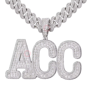 จี้ห้อยคอฮิปฮอปแบบ Iced Out สลักชื่อได้ตามสั่ง ชุบทอง 18K เงินแท้ เครื่องประดับจี้และชาร์มสุดหรู ดีไซน์โดดเด่นสำหรับทุกเพศ - Product Image 1