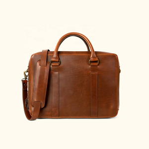 Real Buffalo Leather Briefcase, Leather Laptop <b>Shoulder</b> <b>Bag</b> Vintage Brown Buffalo Leather Cross Body Briefcase - Product Image 2