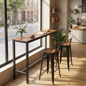 Table console rustique avec design rectangulaire de hauteur de bar, table de canapé vintage pour salon, espace étroit et mobilier de café - Product Image 2
