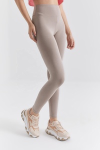 Leggings pour femmes à taille haute sans couture, longueur intégrale, couleur unie, pantalon de yoga sportif, matière respirante extensible tricotée - Product Image 4