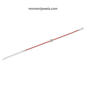 18K Real Gold Plated 925 Sterling Silver Moissanite Red Line <b>Bracelet</b> for Women Claw Setting Geometric Pendant Woven Chain - Product Image 4