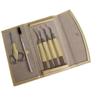 Kit Profesional de Pinzas para Extensión de Pestañas SAAR GLOBAL SURGICAL, 4 Pinzas Curvas, Tijeras, Cepillo, Acero Inoxidable - Product Image 4