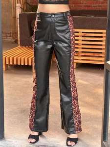 Eoin Winston Sports Genuine <b>Leather</b> Animal Print Trendy Leopard <b>Leggings</b> <b>High</b> <b>Waist</b> Trousers Skinny Leopard Pants - Product Image 3
