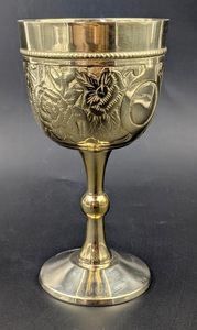Gobelet à vin en laiton fait main, style antique, électroplaqué et poli, objet d'art et de collection pour bar (200 ml) avec étui en velours bleu - Product Image 2