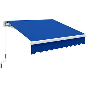 8 X 6.6 Manual Retractable Blue Patio Awning Exterior Sun <b>Shade</b> Deck <b>Window</b> Cover - Product Image 1