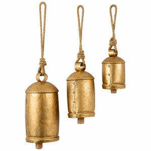 Juego de 3 Campanas de Metal Vintage, Campanas Rústicas de Latón Hechas a Mano con Cuerda, Campanas Navideñas de Estilo Rústico para Decoración del Hogar - Product Image 5