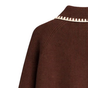 Cárdigan de Punto con Cuello Chal para Mujer, Botones al Frente, Mezcla de Algodón Suave, Adorno Bordado, Manga Larga, Suéter Elegante e Informal - Product Image 6