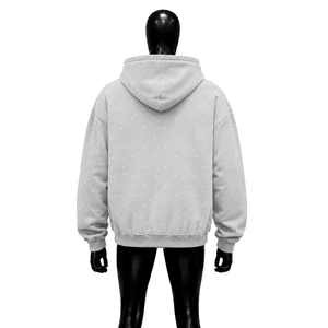Sweat-shirt à capuche graphique argenté avec motif abeille en strass, coupe oversize, streetwear, en coton délavé, unisexe, moderne, décontracté, hiver - Product Image 2