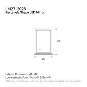 20"x28" <b>LED</b> Bathroom <b>Vanity</b> Mirror Front & Back-Lit with 3 Color Tempered Glass Adjustable Brightness Memory Anti-Fog Unab - Product Image 2