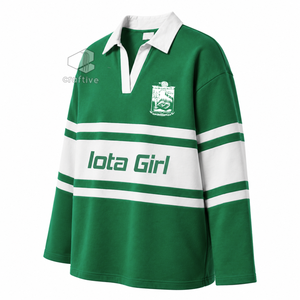 Camiseta de Rugby Iota Phi Lambda para Mujer, con Cuello, Bloques de Color, Estilo Universitario, Polo de Rugby con Letras Griegas Bordadas, Top Deportivo - Product Image 2