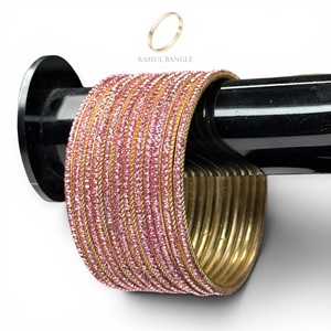 Juego de Brazaletes de Acero Inoxidable Rosa con Baño de Oro Brillante, de Moda, con Cristales de Primera Calidad, para Bodas, Venta al Por Mayor para Mujeres - Product Image 1
