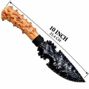 Poignard en obsidienne noire taillée à la main avec manche en résine d'antlers de cerf, lame en pierre artisanale de style viking, objet de collection, cadeau - Product Image 4