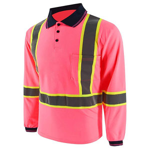 Workwear Safety Security Long Sleeve Polo <b>Shirts</b> Outdoor Reflective Roadway Safety Construction Polo <b>Shirt</b> For Worker - Product Image 3