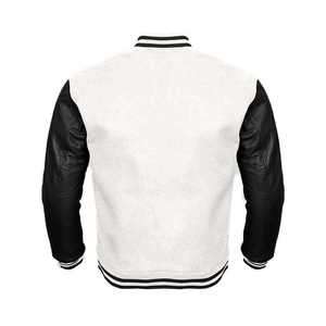 Custom Design White Leather Sleeves Black Wool Eco-Friendly Quick Dry Winter College Varsity Jackets Front Logo <b>Men</b> - Product Image 2