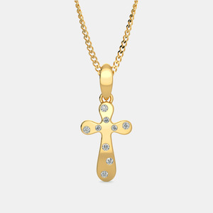 Collar con Colgante de Cruz de Diamantes Cultivados en Laboratorio con Baño de Oro Amarillo - Product Image 1