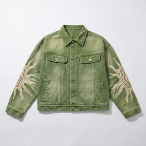 แจ็คเก็ตยีนส์ปักลายกรีนซัน |   เสื้อแจ็คเก็ตทรงโอเวอร์ไซส์แบบวอชดี้สไตล์ทรัคเกอร์ |   เสื้อโค้ทเดนิมปักลายสไตล์สตรีทแวร์ |   ผู้ผลิต OEM ตามสั่ง - Product Image 1