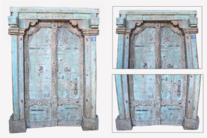 Puerta Principal de Madera Premium Hecha a Mano con Marco, Artesanía Haswani - Product Image 2
