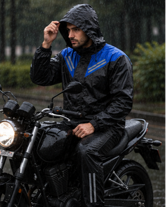 Men's <b>Waterproof</b> % Polyester Rain Suit Full Sleeve Color Blocked Jacket Pants Set Seamless Fusing <b>All</b> Seasons Outdoor Wear - Product Image 6