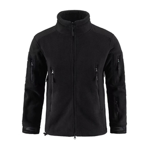 Men's <b>Black</b> Breathable <b>Fleece</b> <b>Jacket</b> Stand Collar Zip-Up Tactical Winter Streetwear with Multiple Pockets - Product Image 6