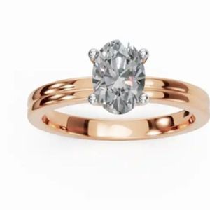Anillo Solitario Doble con Diamante Cultivado en Laboratorio, Corte Ovalado, Modelo Ophelia, en Oro Amarillo, Rosa o Blanco de 9kt, 14kt o 18kt, 0.30 Quilates, Joyería Sostenible - Product Image 1