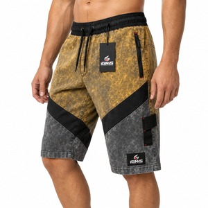Shorts décontractés pour hommes en coton délavé style vintage, coupe décontractée, avec cordon de serrage et poches, idéaux pour l'été et la gym - Product Image 4