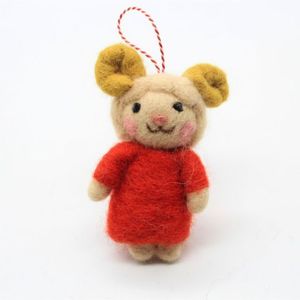 Felt <b>Mouse</b> Ornament Red Dress Christmas Decoration 3 Years Above Unisex Accessory - Product Image 5
