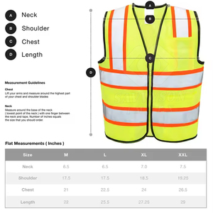 Gilet de sécurité orange haute visibilité avec bandes réfléchissantes, vêtements de travail de construction, multi-poches, équipement de protection, fabricant en gros - Product Image 4