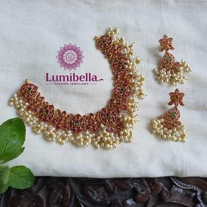 <b>Ruby</b> Kemp Stone <b>Necklace</b> Fashion Jewelry Set - Product Image 1