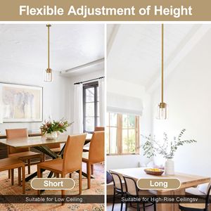 Lampadario a Sospensione Moderno di Lusso in Cristallo Dorato, 5,11 Pollici, per Isola Cucina, 6 Luci, Lampadine E12, Illuminazione per Sala da Pranzo - Product Image 4
