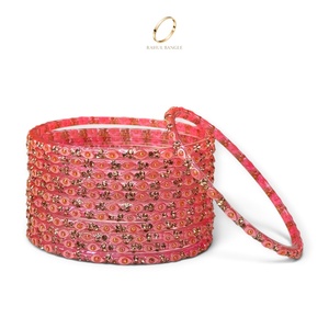 Bracelets en verre rose pâle traditionnels kashmiris, taille émeraude, forme goutte de pluie, bijoux en gros, bracelets en verre et bracelets de mariage indiens - Product Image 3