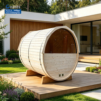 Sauna de Barril para Exteriores de Fácil Instalación, Cabaña de Madera Prefabricada, Refugio Modular para Jardín con Vista de Vidrio Templado, Alto Rendimiento